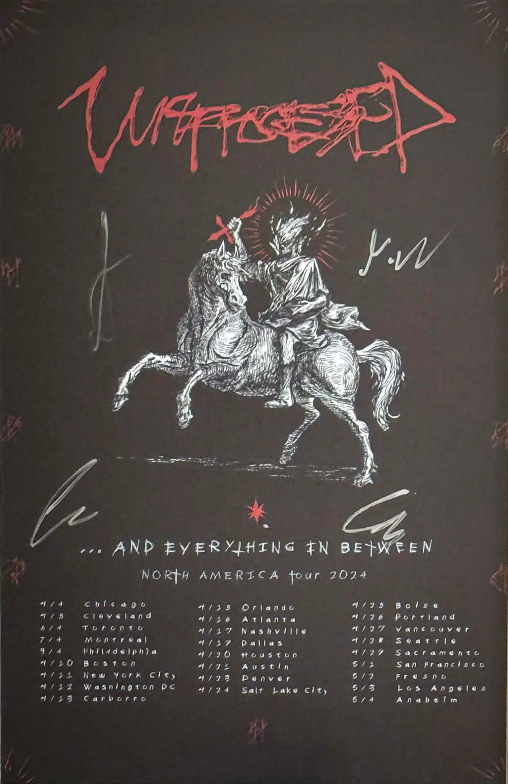 Unprocessed – …And Everything In Between First North American Headlining Tour 2024 Hand-Signed Poster | Professionally Framed
