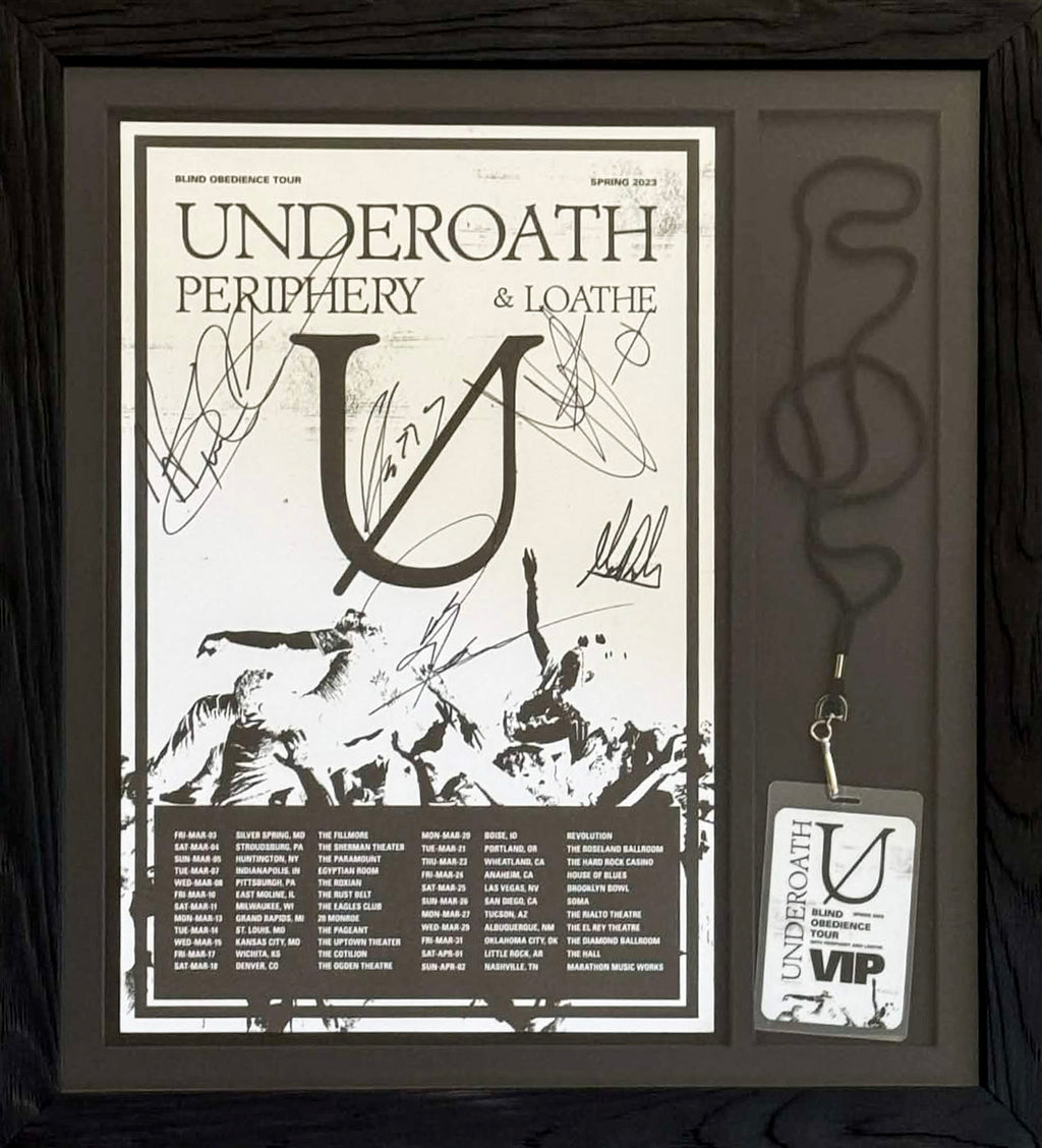 Underoath Blind Obedience Tour Signed Poster + VIP Pass (Denver 2023) – Framed