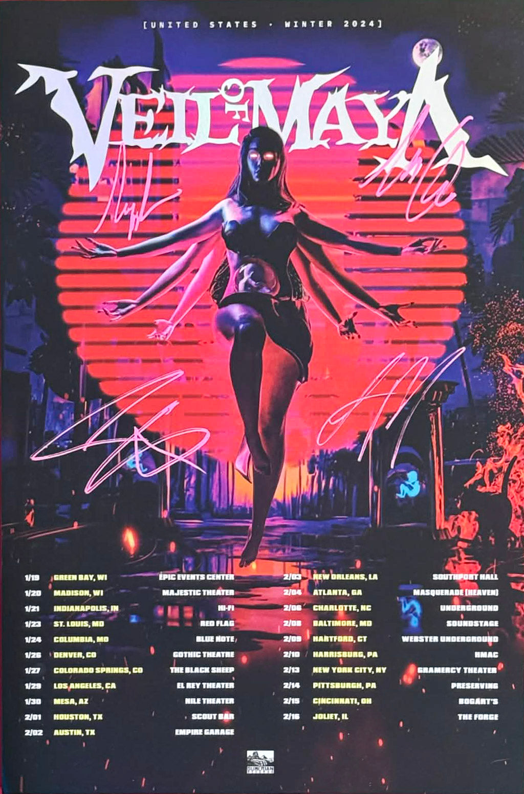 Veil of Maya — VIP-Signed Foil Tour Poster (Winter 2024) | Denver Show