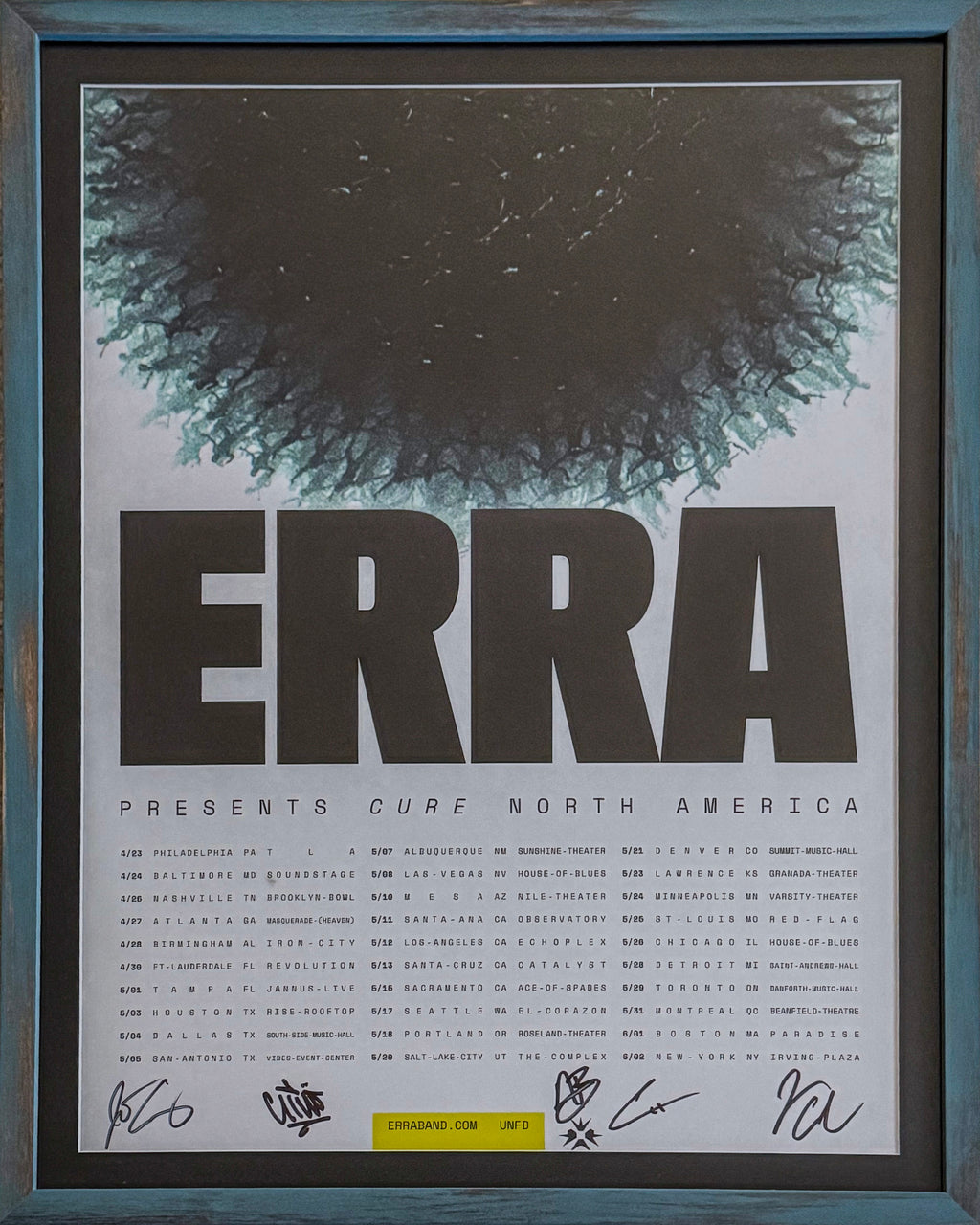 ERRA – Cure North America Tour 2024 Signed Poster | Denver Show | Professionally Frame