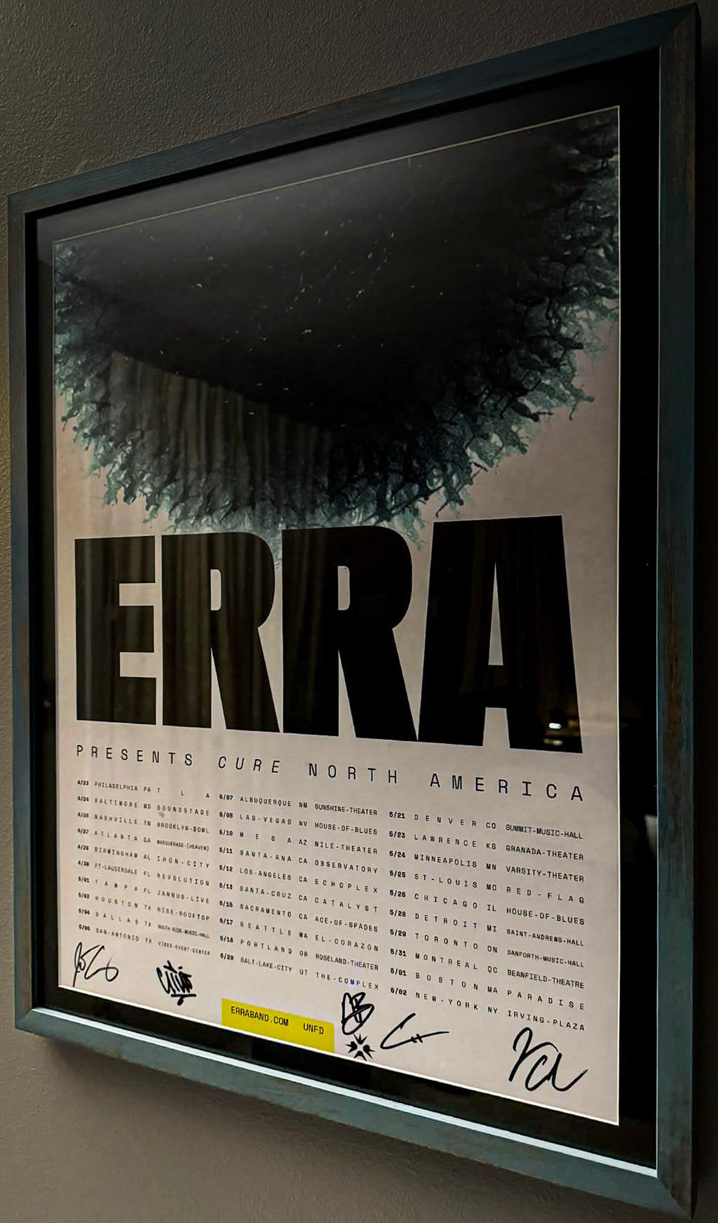 ERRA – Cure North America Tour 2024 Signed Poster | Denver Show | Professionally Frame
