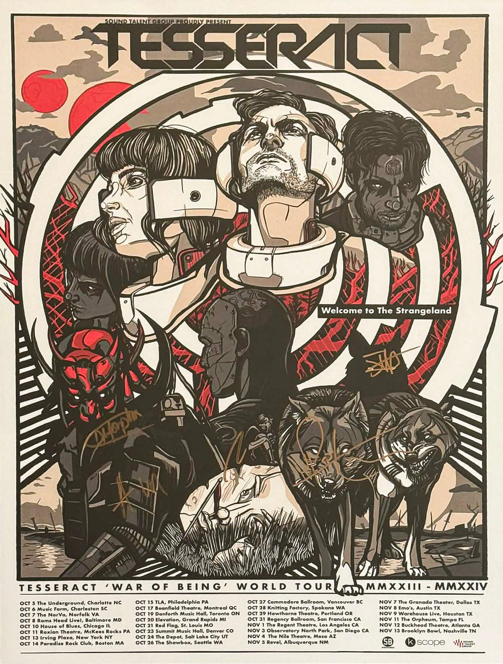 Tesseract “War of Being” World Tour Signed Poster + VIP Pass (Denver) – Framed