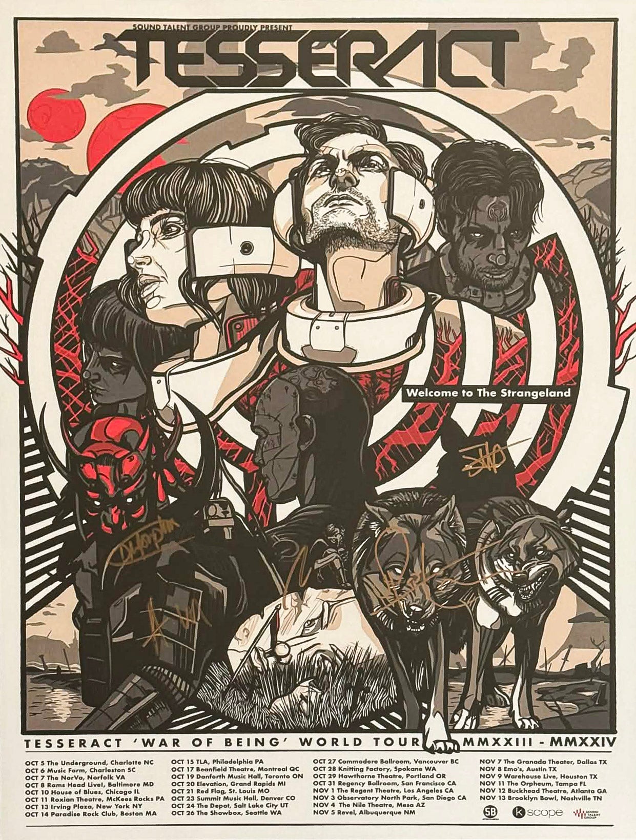 Tesseract “War of Being” World Tour Signed Poster + VIP Pass (Denver) – Framed